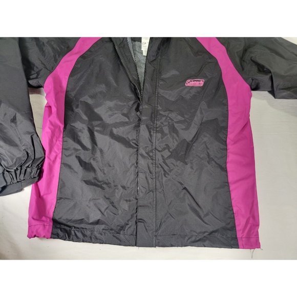 Coleman Size 8‎ Girls Medium Rain Jacket Lightweight Magenta Black Full Zip Hood - Picture 7 of 9